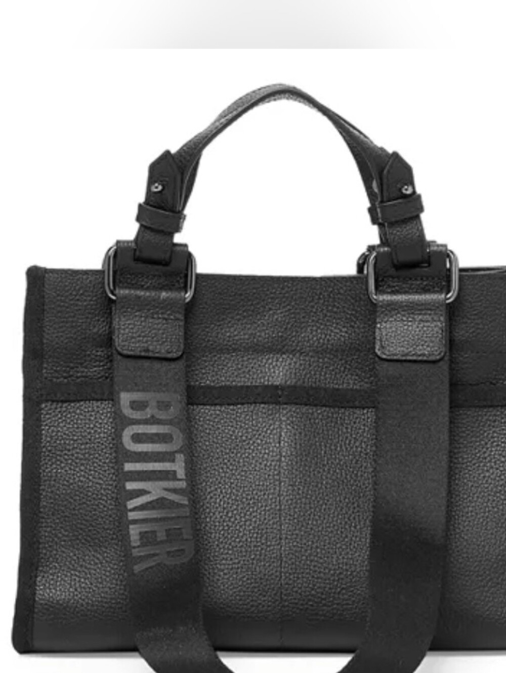 Botkier Bite Size Bedford Black Pebbled Leather Tote with Logo Strap NWOT